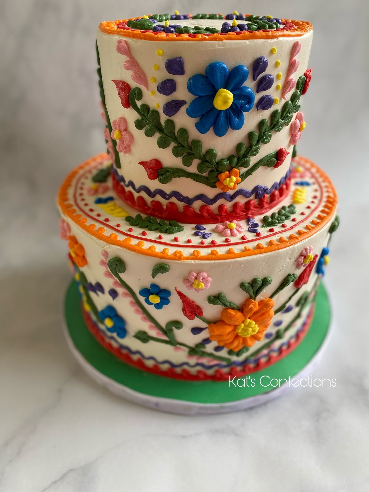 Mexican embroidery inspired cake for a fiesta-themed party (swipe for more  pictures of the cake) #mexicancake #mexicanembroidery … | Fiesta cake, Mexican  cake, Cake